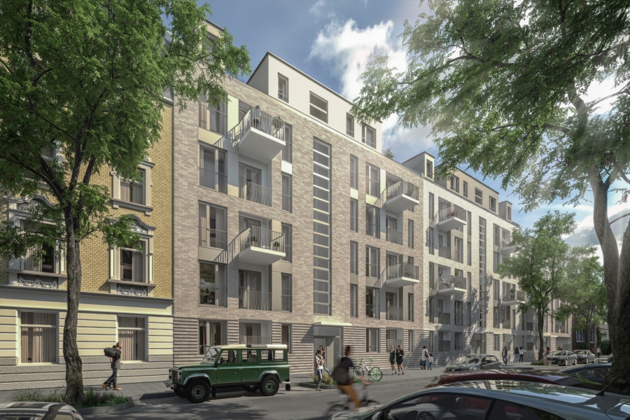 "Hinz&Kunz" Ideal geschnittene Neubau-3-Zimmer-Wohnung hinter historischer Fassade - Blickrichtung Schwelmer Str